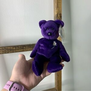 Vintage Rare 1997 Princess Diana Ty Original Beanie Baby Bear Purple PE Pellets